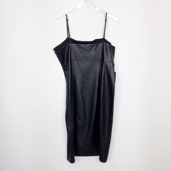 NWT Express Body Contour Faux Leather Cami Midi Black Dress Size XL - Picture 5 of 7